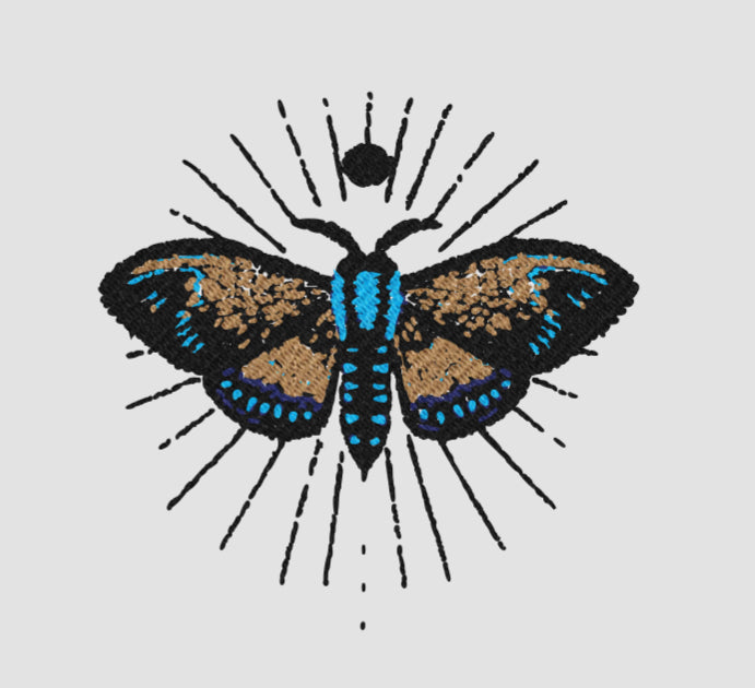 Dusk Club Moth Embroidered Hoodie - DuskClub - Front Side