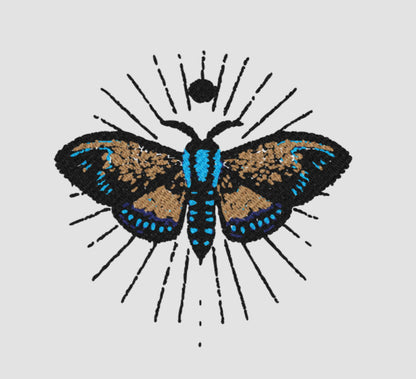 Dusk Club Moth Embroidered Hoodie - DuskClub - Front Side