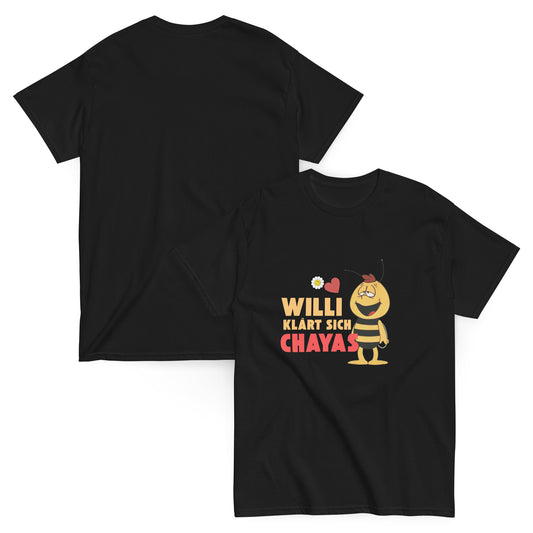 Willi klärt sich Chayas T-shirt schwarz, front und back