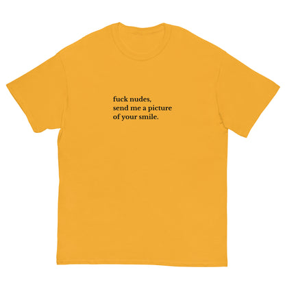 Fuck Nudes T-Shirt gelb, front