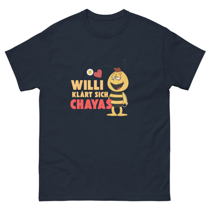 Willi klärt sich Chayas T-shirt dunkelblau, front