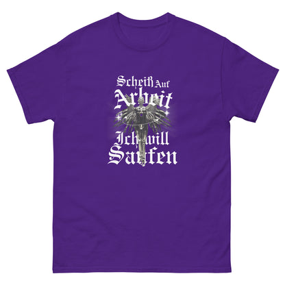 Scheiß auf Arbeit, ich will saufen T-Shirt - DuskClub - lila - front