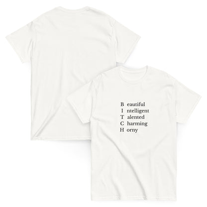 Bitch T-Shirt weiß, front und back